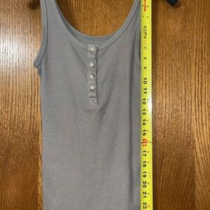 American Eagle Outfitters green/grey Fitted Buttoned Tank Top